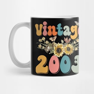 Vintage 2003 Sunflower Floral Retro Groovy 20th Birthday Mug